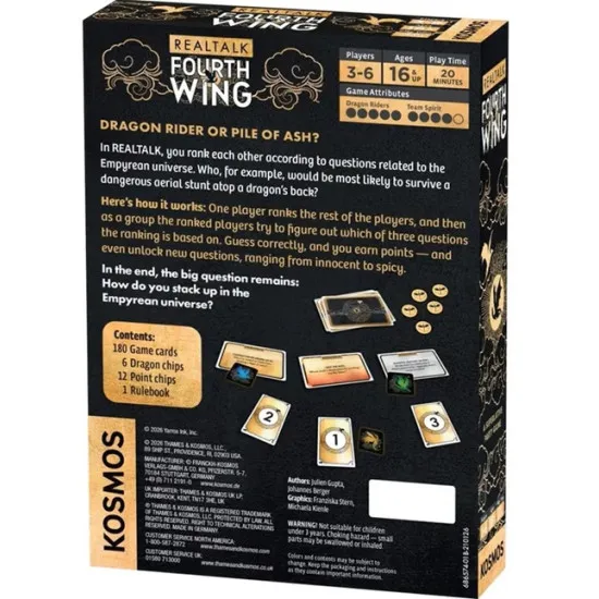 Realtalk Fourth Wing party card game inspired by the bestselling fantasy book series