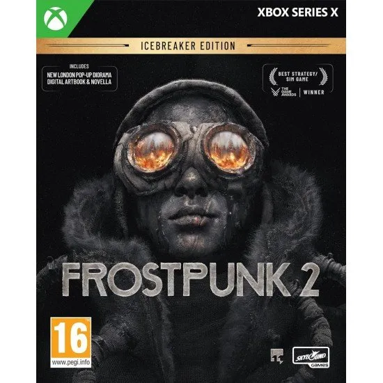 Frostpunk 2 - Icebreaker Edition Xbox Series X The box art for the Frostpunk 2 Icebreaker Edition on Xbox Series X, showing a city in a snowy, post-apocalyptic setting with a large tower in the center.