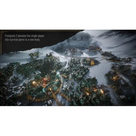 Frostpunk 2 - Icebreaker Edition PS5 The box art for the Frostpunk 2 Icebreaker Edition on PS5, showing a city in a snowy, post-apocalyptic setting with a large tower in the center.