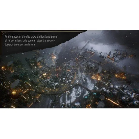 Frostpunk 2 - Icebreaker Edition PS5 The box art for the Frostpunk 2 Icebreaker Edition on PS5, showing a city in a snowy, post-apocalyptic setting with a large tower in the center.