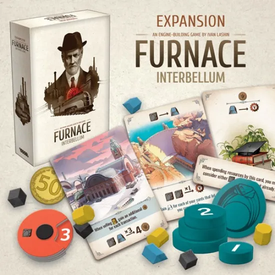 Furnace Interbellum expansion box featuring Art Deco Bauhaus and Constructivism industrial building artwork from the roaring twenties