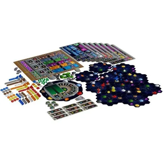 Gaia Project board game box art showing various alien factions terraforming planets in a deep space setting