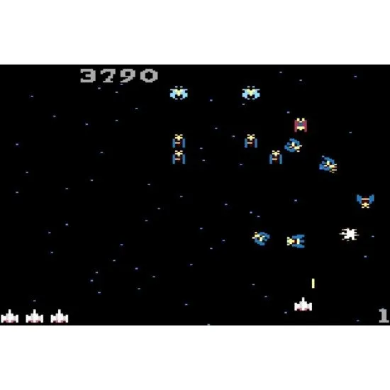 Galaga Atari 7800 Classic Arcade Shooter Galaga Atari 7800 game box art showing a starfighter engaging waves of alien enemies in space