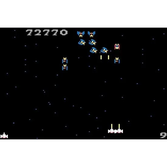 Galaga Atari 7800 Classic Arcade Shooter Galaga Atari 7800 game box art showing a starfighter engaging waves of alien enemies in space