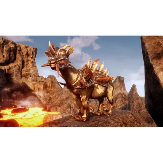 Pilgor the goat causing absolute chaos in a vibrant open world environment with multiple costumes