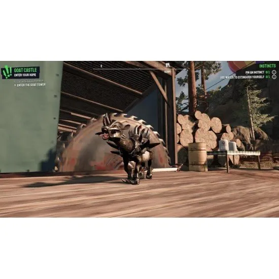 Pilgor the goat wearing a jetpack and causing a massive explosion in a busy city centre