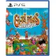 A PlayStation 5 game case showing three cartoon goblins causing chaotic magical mishaps inside a colorful medieval fantasy castle courtyard