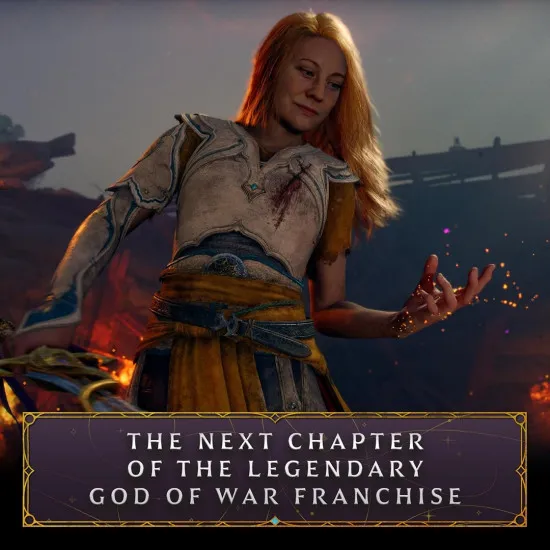 PlayStation 5 game case for God of War Laufey featuring Laufey standing in the Everywhen with her sword