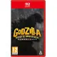 A Nintendo Switch 2 game case showing King Ghidorah flying over a high-resolution city skyline while Godzilla charges his glowing blue dorsal plates below