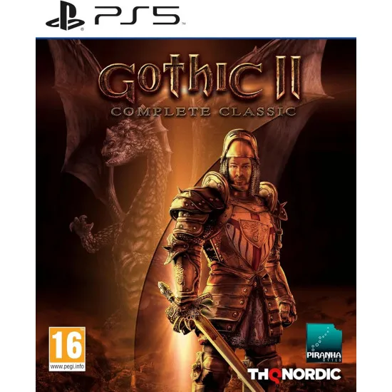 A PlayStation 5 game case showcasing a dark medieval landscape under a storm-filled sky with a massive stone fortress towering over a rugged mountain pass