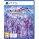 A PlayStation 5 game case depicting an ensemble cast of anime warriors executing a massive combined elemental spell against a towering metallic boss enemy