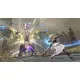 A PlayStation 5 game case depicting an ensemble cast of anime warriors executing a massive combined elemental spell against a towering metallic boss enemy