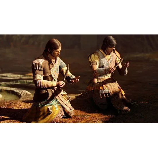 Greedfall II The Dying World PS5 box art featuring a Teer Fradee native in the city of Olima