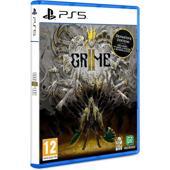 A PlayStation 5 game case showing a surreal Formless protagonist absorbing a bizarre stone creature amidst a backdrop of painted nails and giant vases