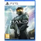 A PlayStation 5 game case depicting the Master Chief and a squad of UNSC Marines defending a high-tech metallic installation corridor against an incoming wave of Covenant Elites