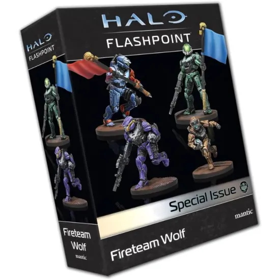 Halo Flashpoint Fireteam Wolf special issue box featuring four exclusive alternate pose Spartan miniatures