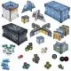 The box art for the Halo: Flashpoint UNSC Base Terrain Set, showing assembled terrain pieces and miniatures on a tabletop.