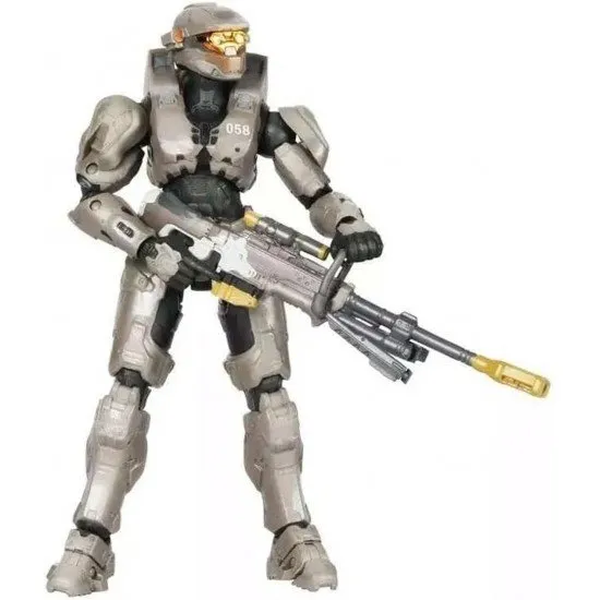 HALO Spartan Collection Linda-058 Jazwares Figure HALO The Spartan Collection Linda-058 action figure in a dynamic pose holding her Nornfang Sniper Rifle