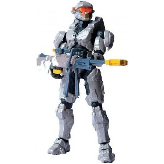 HALO Spartan Collection Linda-058 Jazwares Figure HALO The Spartan Collection Linda-058 action figure in a dynamic pose holding her Nornfang Sniper Rifle