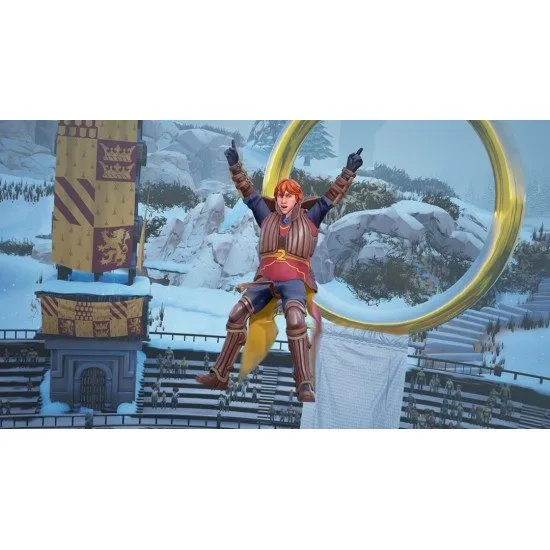 The box art for Harry Potter: Quidditch Champions - Deluxe Edition on Xbox, showing a character flying on a broomstick in a Quidditch arena.