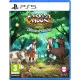 A PlayStation 5 game case showcasing a beautiful high-definition farm overview with customisable barns, wind turbines, and golden wheat fields under a realistic sunset