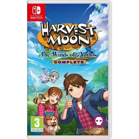 Nintendo Switch game box for Harvest Moon The Winds of Anthos Complete Edition showing characters and animals