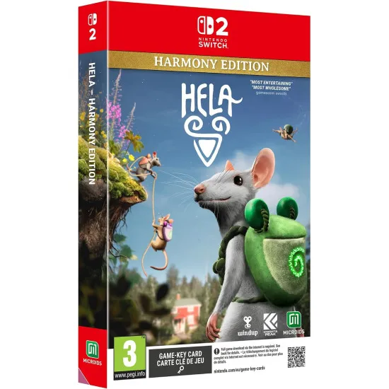 Nintendo Switch 2 game case and Harmony Edition contents for Hela displaying artbook and map poster