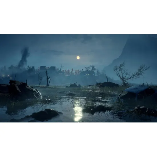 Nintendo Switch 2 game case for Hell is Us showing a warrior with a sword and drone facing supernatural chimeras