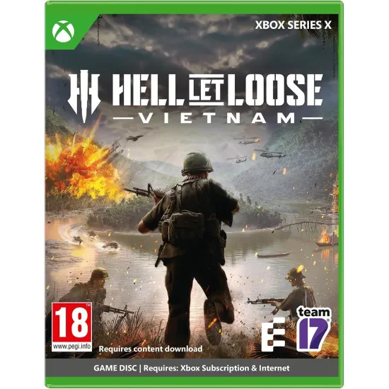 An Xbox Series X gameplay scene showing a squad of soldiers crossing a river in a patrol boat under heavy fire