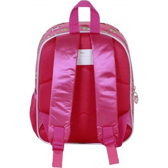 Hello Kitty Elite 3D Backpack showing the embossed, three-dimensional design of Hello Kitty on the front pocket
