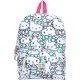 Hello Kitty Cheerful Backpack showing the iconic character in a glamorous, all-over pattern with gold logo detail