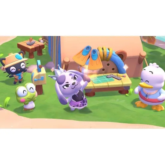 Hello Kitty Island Adventure Gift Box Switch box art showing Hello Kitty and Sanrio friends on the island, with an overlay of the included physical items