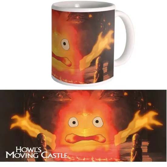 Official Maison Ghibli Howl's Moving Castle Calcifer 340ml ceramic mug showing HD illustrated Calcifer design made in France