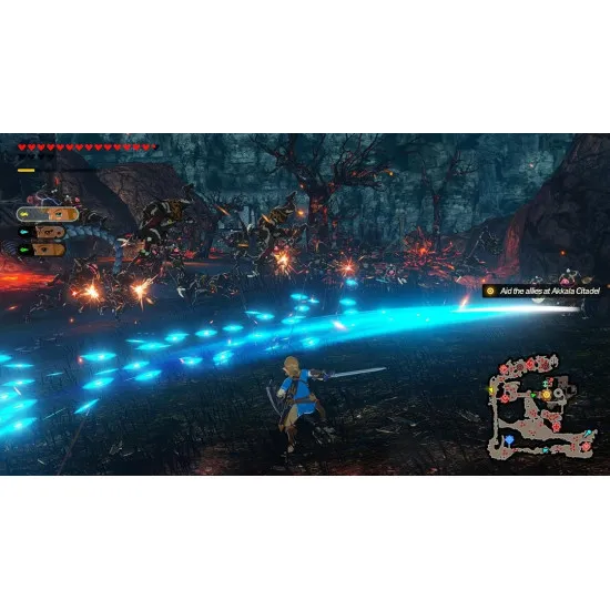 Nintendo Switch 2 game case for Hyrule Warriors Age of Calamity Definitive Edition showing Link Zelda and the Four Champions in battle