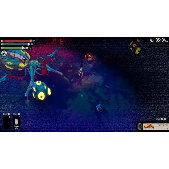 A retro-style comic book cover showing a character with a flashlight in a dark, infested forest