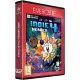 An Evercade cartridge case featuring a vibrant collage of modern indie characters from the included eleven retro games