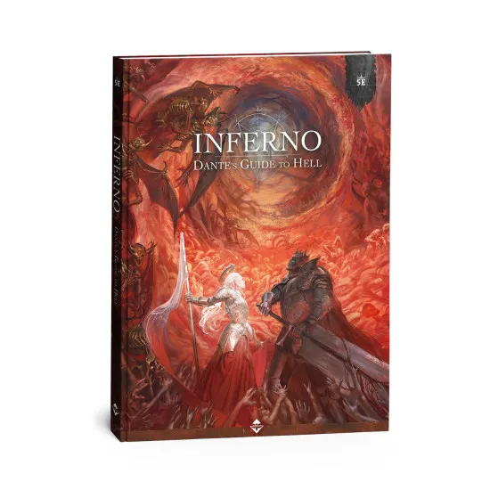 Inferno Dante's Guide to Hell 5th edition Dantesque campaign setting hardcover book cover featuring divine comedy inspired artwork