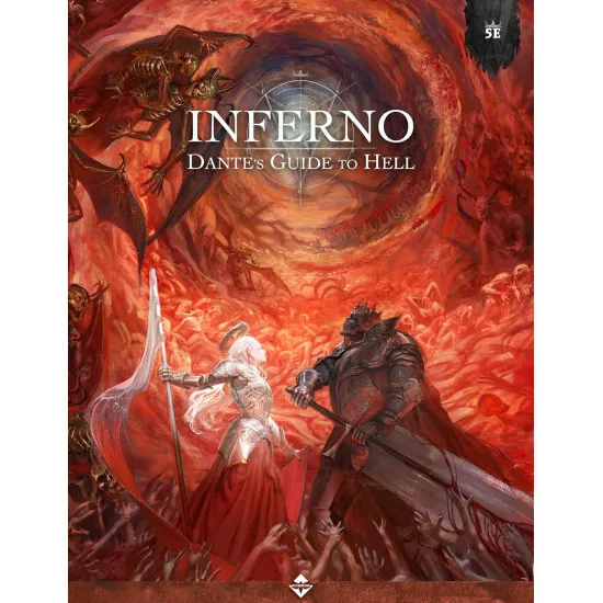 Inferno Dante's Guide to Hell 5th edition Dantesque campaign setting hardcover book cover featuring divine comedy inspired artwork