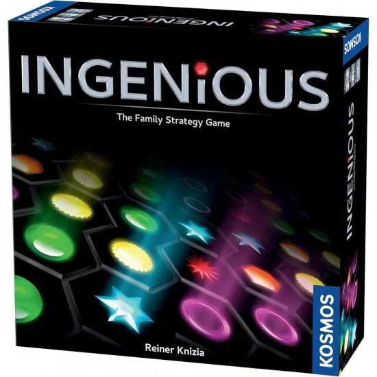 Ingenious (2024) board game cover showing colourful hexagonal tiles on a game board