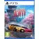 A PlayStation 5 game case showing a highly modified Japanese sports car drifting sideways around a sharp mountain hairpin bend surrounded by pink cherry blossom trees