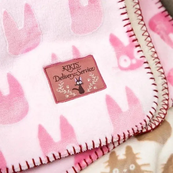 Kiki's Delivery Service Jiji Silhouette Blanket showing the soft black cat character Jiji in silhouette against a colored background