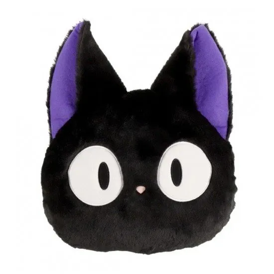 Kiki’s Delivery Service Nakayoshi Jiji Cushion featuring the black cat Jiji with large purple ears