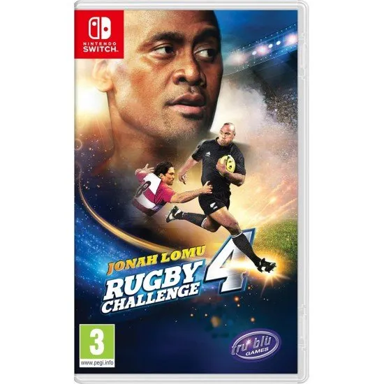 Jonah Lomu Rugby Challenge 4 Switch video game cover art showing stylized rugby players in action, referencing the legend Jonah Lomu