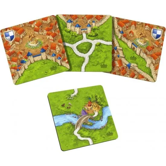 Carcassonne Jousts & Crests Expansion box showing tournament grounds, prizes, and champions