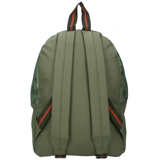 Jurassic World Dino Tracking 37cm backpack showing dinosaur and tracking graphic elements from the film franchise