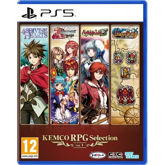 KEMCO RPG Selection Vol. 1 PS5 The box art for KEMCO RPG Selection Vol. 1 for PlayStation 5, showing a collage of pixel art characters and fantasy settings from the four included games.