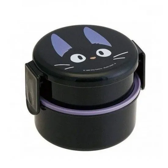 Kiki's Delivery Service Jiji Lunch Box showing a small, black and red lunch container with Jiji the cat artwork