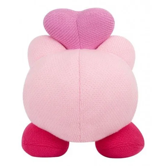 An official Club Mocchi Mocchi Nuiguru-Knit plush toy of Kirby with a heart, featuring a unique crochet-style texture.