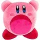 Large Kirby Mocchi Mocchi plush toy in his famous inhaling pose with a soft pink finish
