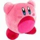 Large Kirby Mocchi Mocchi plush toy in his famous inhaling pose with a soft pink finish